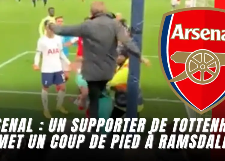 Un supporter de Tottenham met un coup de pied à Ramsdale (Arsenal)